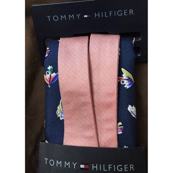 Tommy Hilfiger Oxford & Fly Bow Tie / Pocket Square Set New Silk Macy’s $50+! - Picture 3 of 7